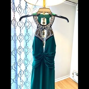 Emerald green wedding guest/ prom dress